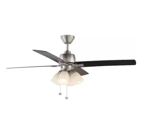Hampton Bay Malone 54 in. LED Brushed Nickel Ceiling Fan with Light Kit - Lot 575