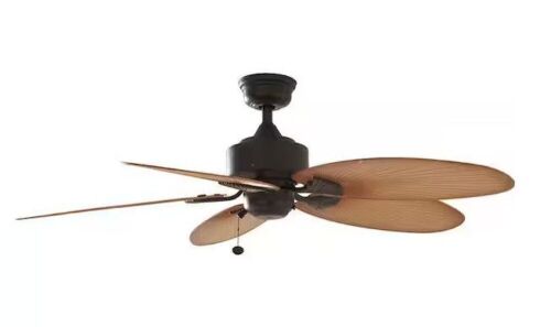 Hampton Bay Lillycrest 52 in. Indoor/Outdoor Aged Bronze Ceiling Fan with Downrod and Reversible Motor; Light Kit Adaptable - Lot 578