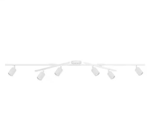 Globe Electric Waylon 6 Ft, Matte White Ceiling Hard Wired Track Lighting Kit with Center Swivel Bars and Cylinder Pivoting Heads - Lot 583