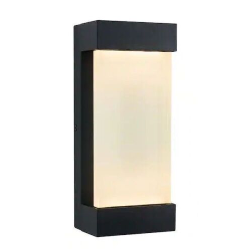 Artika Glacier Black Modern Integrated LED Outdoor Hardwired Garage and Porch-Light Lantern Sconce - Lot 675
