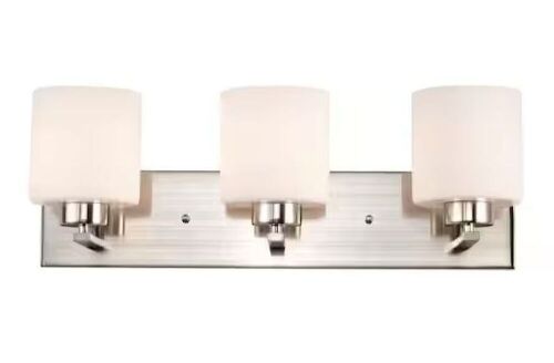 GREENVILLE SIGNATURE Prinos 22.8 in. 3-Light Silver Sconce with White Glass Shades - Lot 798