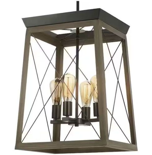 Progress Lighting Briarwood Collection 4-Light Antique Bronze Kitchen Farmhouse Pendant Hanging Light - Lot 890