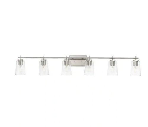 Progress Lighting Adley48.5 in. 6-Light Brushed Nickel with Clear Glass Shades New Traditional Bath Vanity Light - Lot 891
