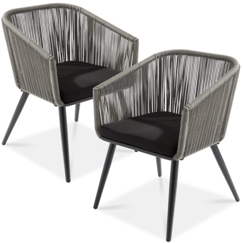 Set of 2 Indoor Outdoor Woven Wicker Patio Dining Chairs, 250lb Capacity - Lot 24