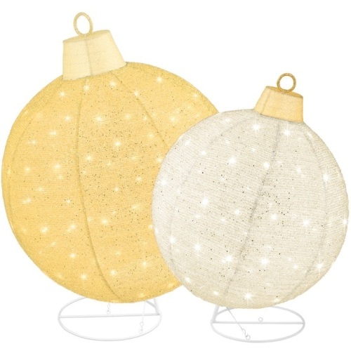 2pc Lighted Pop-Up Christmas Ornaments Decoration w/ 180 LED Lights, Stand - Lot 351