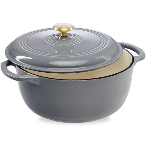 Cast-Iron Dutch Oven Kitchen Cookware w/ Enamel, Handles - 6qt - Lot 562