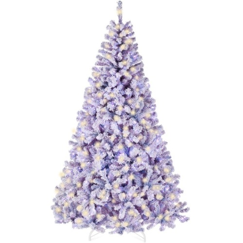 6' Pre-Lit Lavender Flocked Artificial Pine Christmas Tree w/ White Lights - Lot 157