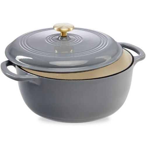 Cast-Iron Dutch Oven Kitchen Cookware w/ Enamel, Handles - 6qt - Lot 7041