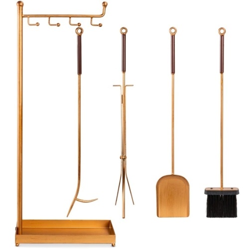 5-Piece Modern Contemporary Indoor Outdoor Fireplace Antique Tool Set - Lot 111