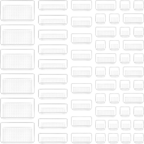 Vtopmart 60 PCS 4-Size Clear Plastic Drawer Organizer Bins   - Lot 619