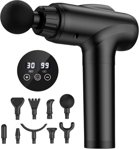 JQX Deep Tissue Massage Gun with 30 Speed Levels & 9 Heads - Lot 714