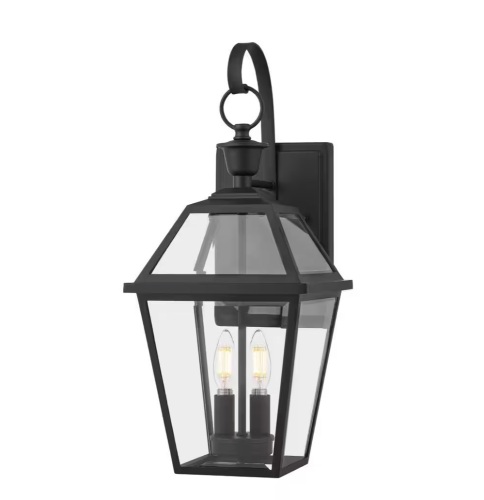 Home Decorators Collection Glenneyre 20.25 in. Matte Black French Quarter Gas Style Hardwired Outdoor Wall Light Lantern Sconce - Lot 810