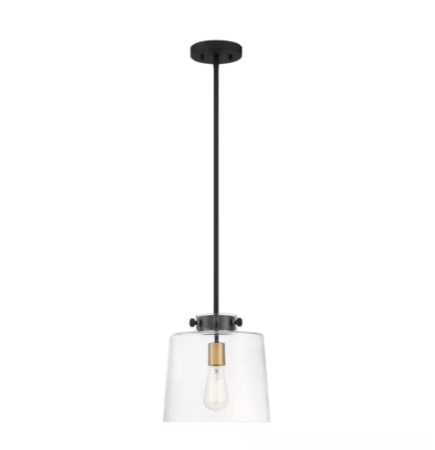 Hampton Bay Mullins 10 in. 1-Light Coal and Honey Gold Pendant Hanging Light - Lot 811