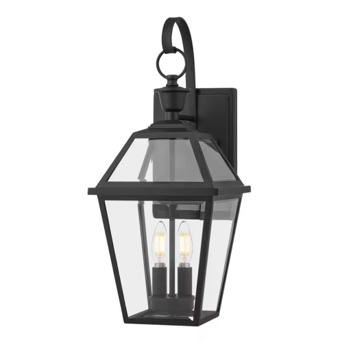 Home Decorators Collection Glenneyre 20.25 in. Matte Black French Quarter Gas Style Hardwired Outdoor Wall Light Lantern Sconce - Lot 815