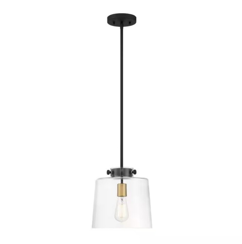 Lot of (2) Hampton Bay Mullins 10 in. 1-Light Coal and Honey Gold Pendant Hanging Light - Lot 910