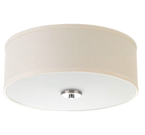Progress Lighting Inspire Collection 13 in. 2-Light Brushed Nickel Transitional Kitchen Ceiling Light Drum Flush Mount - Lot 911