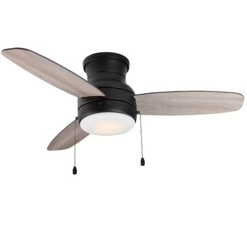 Home Decorators Collection Ashby Park 44 in. White Color Changing Integrated LED Matte Black Ceiling Fan with Light Kit and 3 Reversible Blades - Lot 917