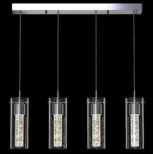 Artika Essence 27-Watt 4 Light Chrome Modern Integrated LED Pendant Light Fixture - Lot 193