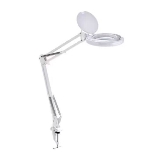 Bostitch 45 in. Magnifying White Desk Lamp with Clamp Mount, Energy-Efficient LEDs, Dimmable, 4.5-Watt, 480-Lumen - Lot 199