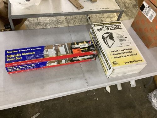 DRYERBOX 4.25 in. Dryer Box Metal Recess & Dundas Jafine 28 in. to 45 in. Adjustable Aluminum Dryer Vent Duct with Straight Outlet - Lot 281