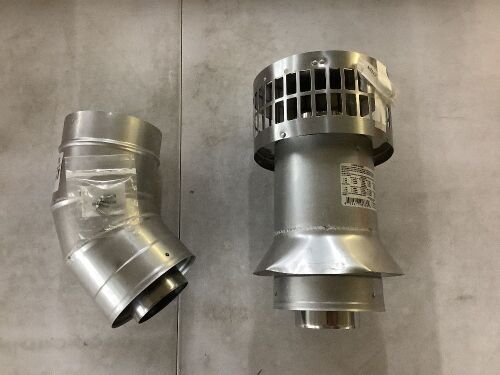 Rheem 3 in. x 5 in. Stainless Steel Concentric Vertical Vent Termination & 45-Degree Elbow for Indoor Tankless Gas Water Heaters - Lot 282