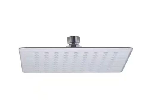 1-Spray 8 in. Single Ceiling Mount Fixed Rain Shower Head in Brushed Stainless Steel - Lot 484