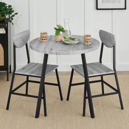 3-Piece Mid-Century Modern Round Dining Set w/ 2 Chairs - Lot 475