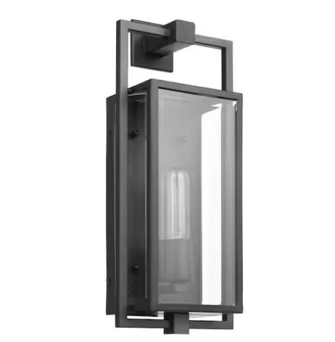 SATCO Exhibit Matte Black Outdoor Hardwired Wall Lantern Sconce - Lot 1184