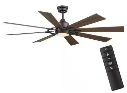 Home Decorators Collection Makenna 60 in. Indoor/Outdoor Matte Black Ceiling Fan with Integrated LED with Light Kit, DC Motor and Remote - Lot 361