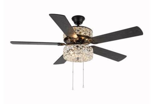 River of Goods Gracie Grand 52 in. Silver with Clear Crystal LED Ceiling Fan With Light - Lot 363