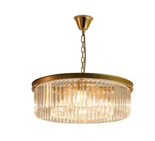 23.62 in. 8-Light Modern Crystal Round Gold Chandelier with Crystal Shade - Lot 372