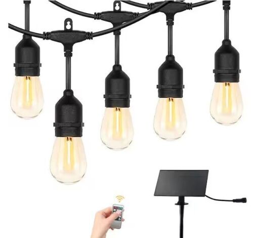 15 Bulbs 50 ft. Outdoor Solar LED Edison String-Light with Remote Control - Lot 460