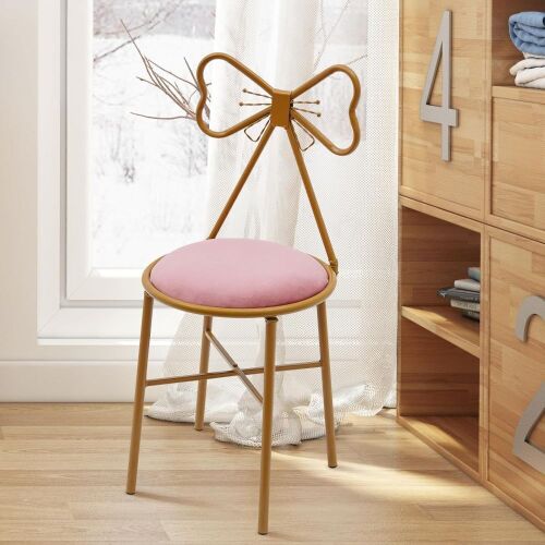 Modern Soft Pink Butterfly-Shaped Makeup Vanity Chair - Lot 162