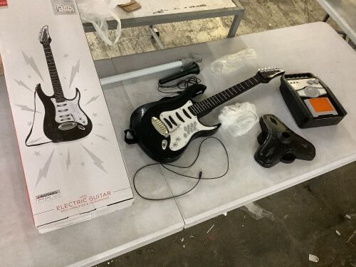 Kids Electric Guitar Toy Play Set w/ 6 Songs, Microphone, Amp - Lot 974
