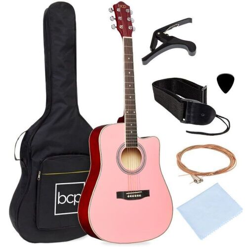 Full Size Beginner Acoustic Guitar Set with Case, Strap, Capo - 41in - Lot 1165