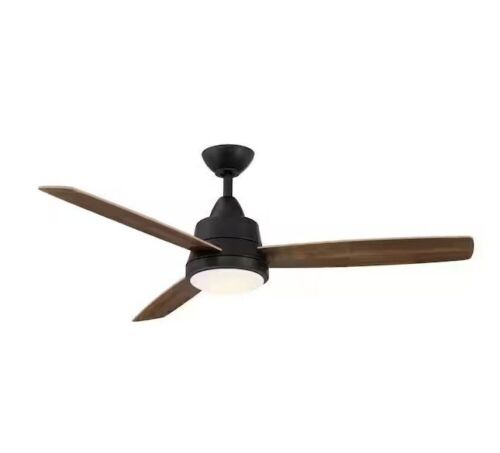 Hampton Bay Caprice 52 in. Integrated LED Indoor Matte Black Ceiling Fan with Light Kit and Remote Control - Lot 400
