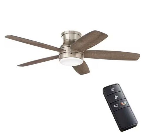 Home Decorators Collection Ashby Park 52 in. White Color Changing Integrated LED Brushed Nickel Ceiling Fan with Light Kit and Remote Control - Lot 402