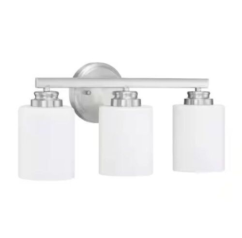 CRAFTMADE Bolden 18 in. 3-Light Brushed Polished Nickel Finish Vanity Light with Frost White Glass - Lot 523