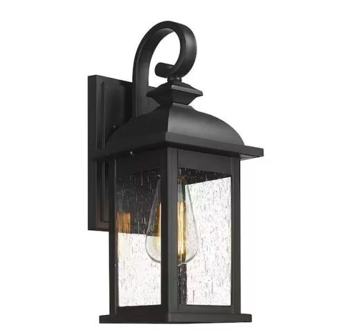 JAZAVA 21.3 Large Exterior in. Black Outdoor Hardwired Wall Lantern Sconce - Lot 528