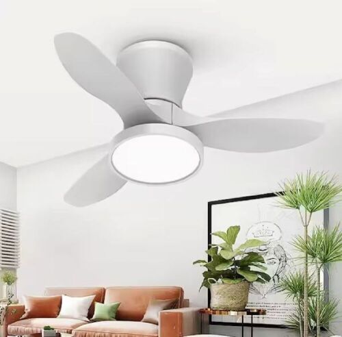 32 in. LED Indoor White Small Ceiling Fan with Light and Remote and Quiet Reversible DC Motor, 3 CCT Light Kit - Lot 531