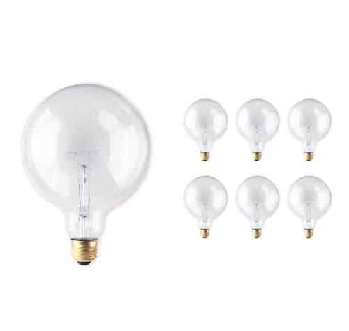 Bulbrite 60-Watt Warm White Light G40 (E26) Medium Screw Base Dimmable Clear Incandescent Light Bulb, 2700K, 6 Pack  - Lot 535