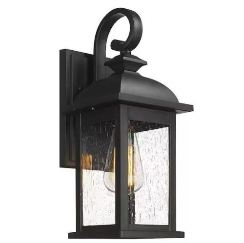 JAZAVA 21.3 Large Exterior in. Black Outdoor Hardwired Wall Lantern Sconce - Lot 536