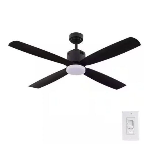 Home Decorators Collection Kitteridge 52 in. LED Indoor Matte Black Ceiling Fan with Light Kit - Lot 539