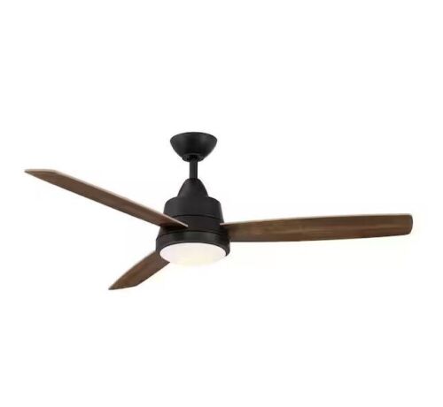 Hampton Bay Caprice 52 in. Integrated LED Indoor Matte Black Ceiling Fan with Light Kit and Remote Control - Lot 620