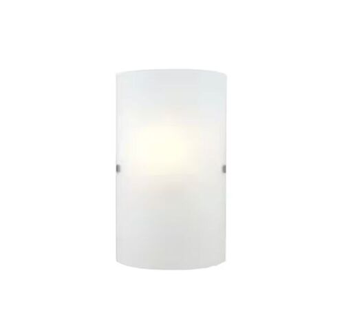 Lot of (2) Eglo Troy 3 3 in. W x 11.8 in. H 1-Light Matte Nickel Wall Sconce with Frosted Glass Shade - Lot 622