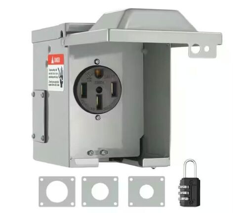 VEVOR RV Power Outlet Box Indoor/Outdoor 50 Amp 125-Volt/250-Volt Receptacle Panel NEMA 14-50R Single Outlet - Lot 629