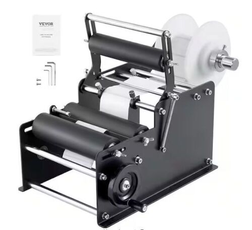 VEVOR Manual Round Labeling Machine 15-20 pcs/min Adjustable Bottle Labeler for Bottle Diameter 0.8-4.7 in. - Lot 634