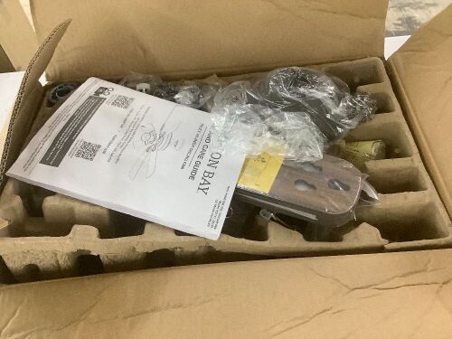 Hampton Bay Riley 44 in. Indoor LED Bronze Dry Rated Downrod Ceiling Fan with 5 Reversible Blades, Light Kit and Remote Control - Lot 721