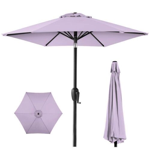 Outdoor Market Patio Umbrella w/ Push Button Tilt, Crank Lift - 7.5ft - Lot 844