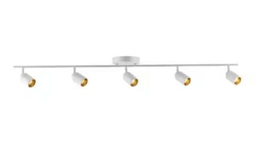 Vidalite Shura 5-Light White Integrated LED Track Light with Rotatable Heads, 4 ft. Fixed Track Lighting Kit, 3000k, 2450 Lumens - Lot 424